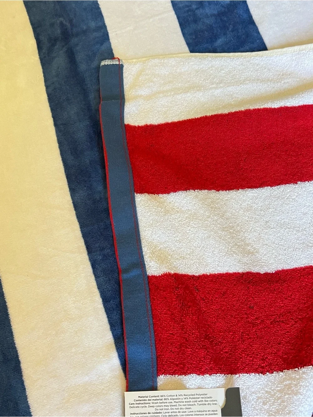 Oversized Reversible White and Blue Beach Towel